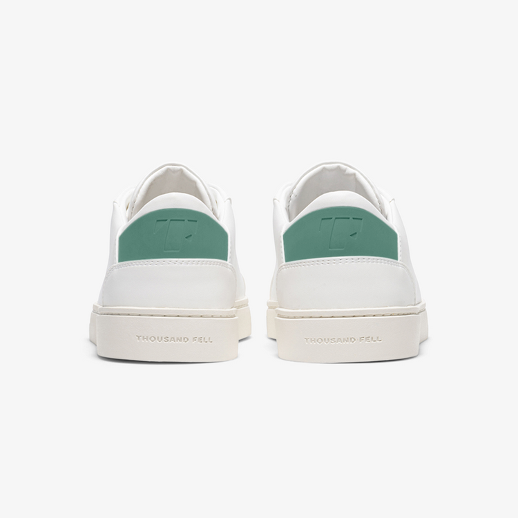 Men's Lace Up in White-Dusty Emerald | Sustainable & Vegan