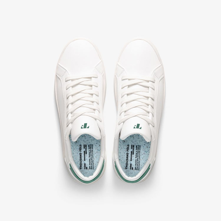 Men's Lace Up in White-Dusty Emerald | Sustainable & Vegan