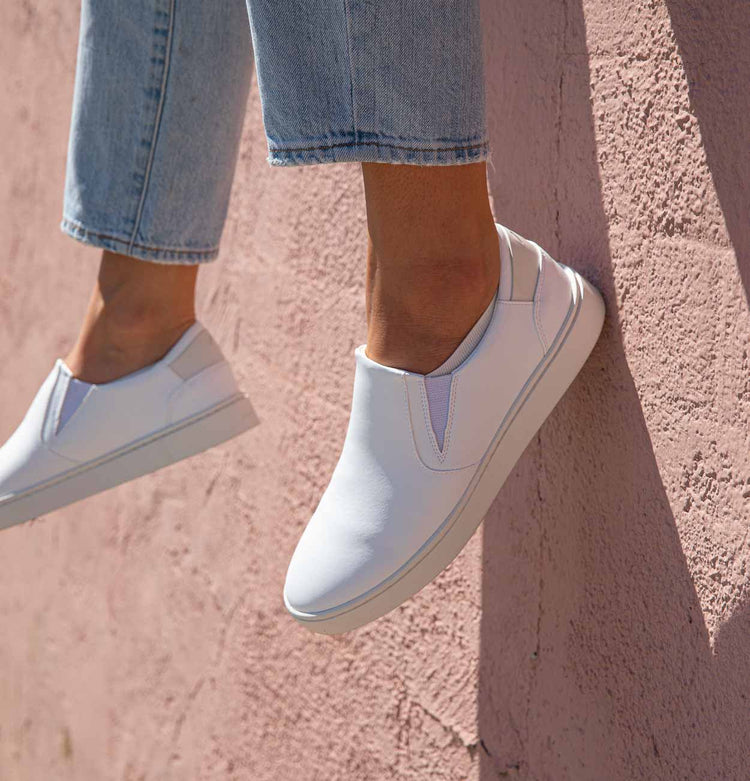 - Thousand Fell White Leather Slip Ons Men main image 3